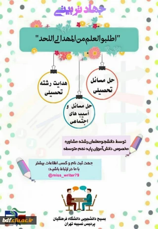 معاونت  عملیات جهادی بسیج دانشجویی فرهنگیان نسیبه تهران برگزار میکند:

جهاد ترببتی